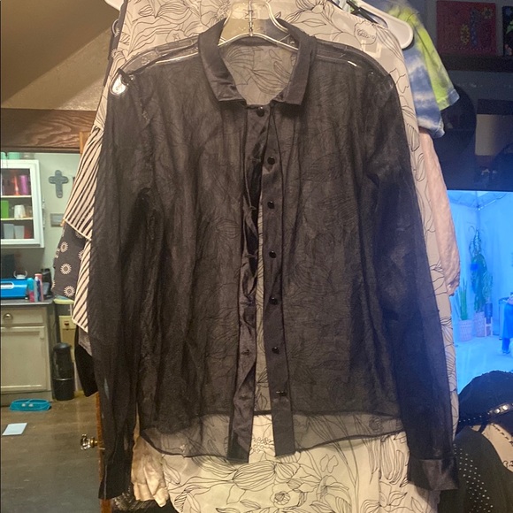 Sheer Black and Gold Fabric blouse - Picture 1 of 2